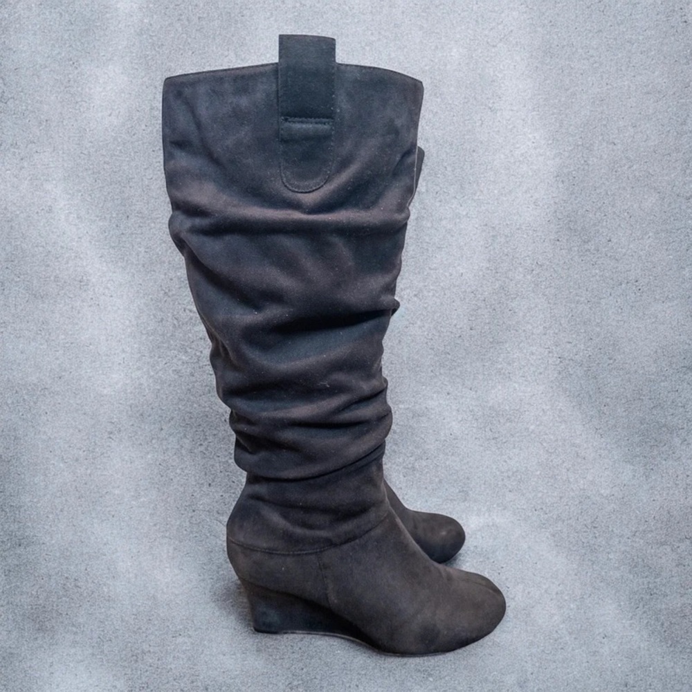 Aldo Dark Gray Slouchy Heeled Boots